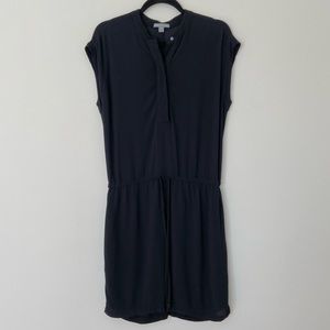 James Peres Black Short Sleeve Mini Shirt Dress Self Tie Belt size Medium